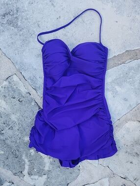 Women's Purple/Blue Profile by Gottex One-Piece Swim Suit with Ruching
